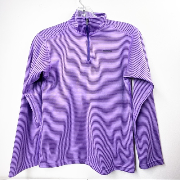 Patagonia Other - PATAGONIA purple STRIPE mock zip CAPILENE Base Layer SIZE 12 Girls Large EUC